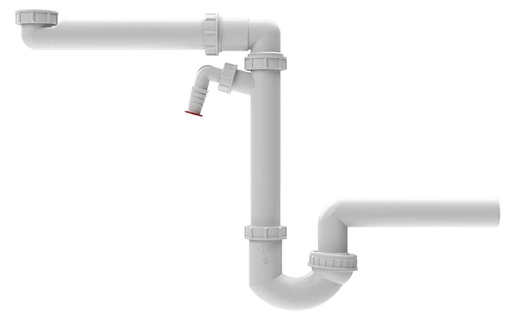 HL Hutterer & Lechner HL126/50, Raumsparsiphon, DN50x6/4", mit Kugelgelenk, Waschgeräte-Anschluss, 1 Stk.