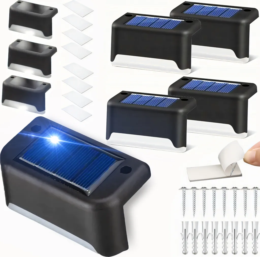Lampes de clôture solaires LED noires : pack de 8 balises Retoo étanches