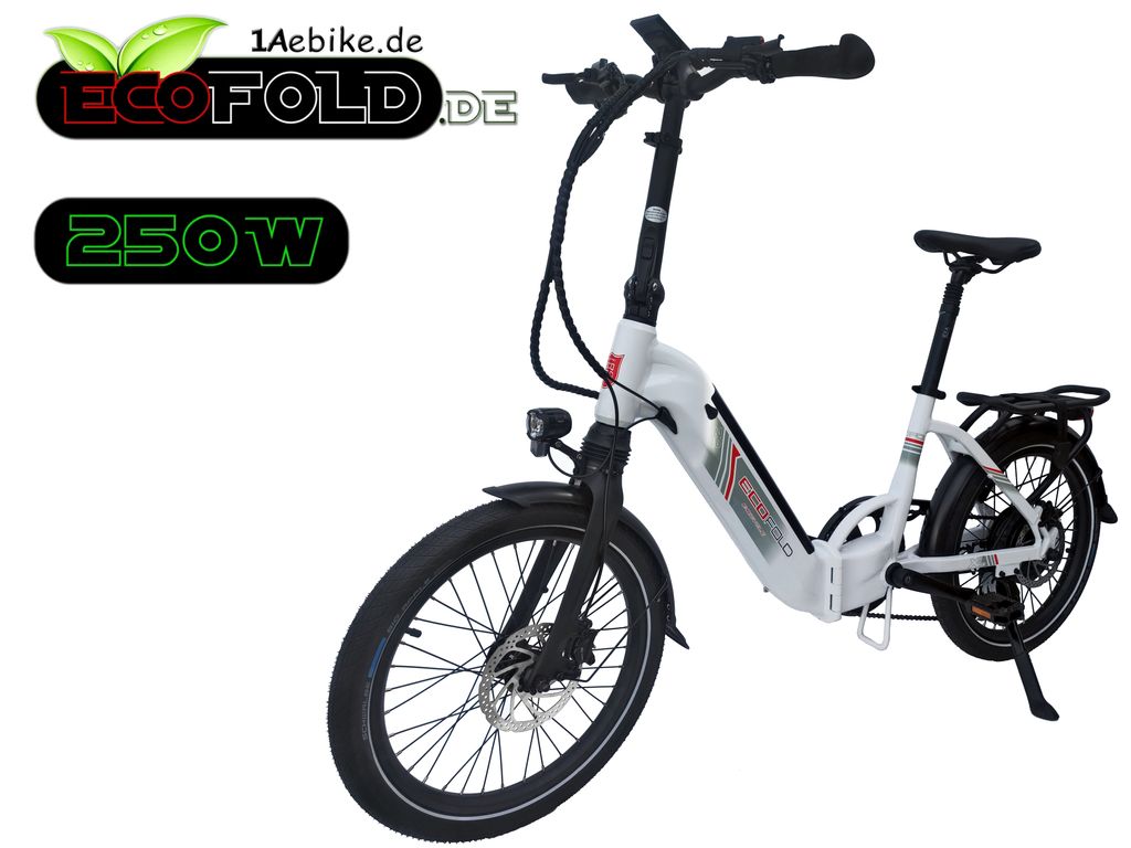 20 Zoll ECOFOLD BFH400N Elektrofahrrad Ebike Klapprad BaFang Heckmotor 250W 7 Gang 504 Wh Faltrad weiss