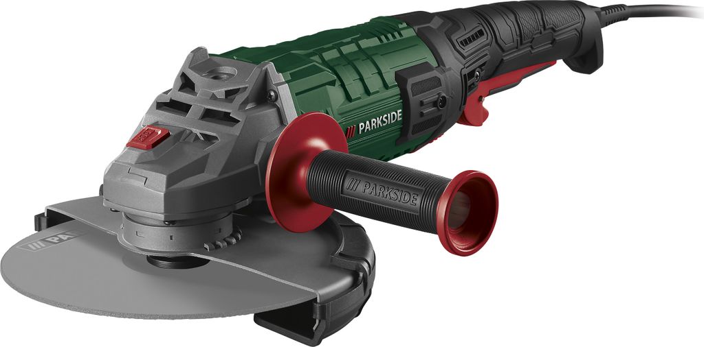 A Parkside angle grinder is shown against a white background.