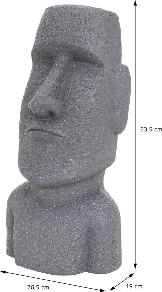 ECD Germany Moai Figur Rapa Nui Kopf 53,5 cm hoch, Grau, Produktbild 6