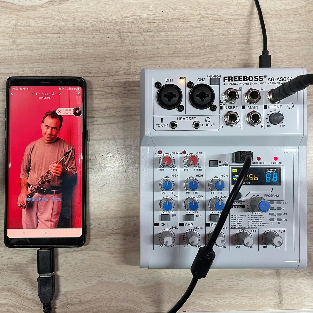 Table de Mixage Bluetooth 4 Canaux Anti-Interférence avec Prise EU Vert