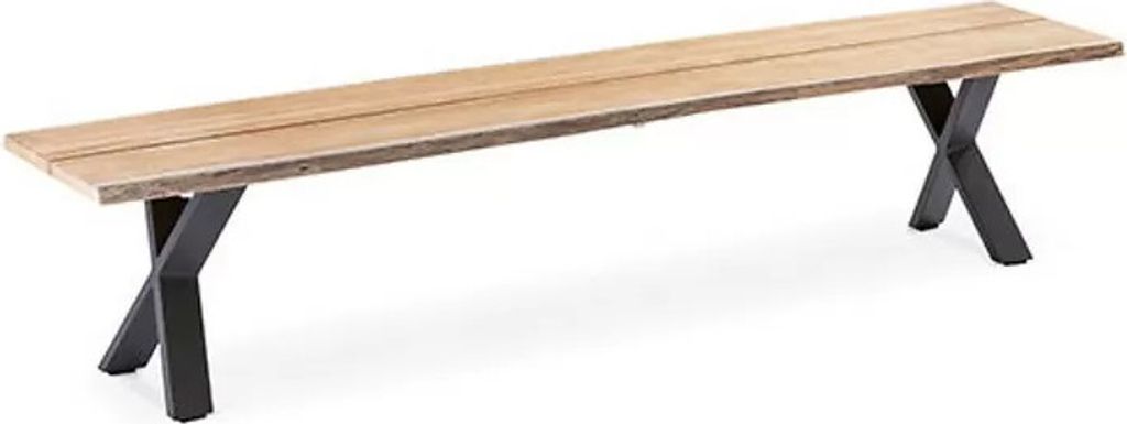 Gartenbank Solido 240x45 Sitzfläche Teakholz Baumkante X-Gestell Alu Anthrazit