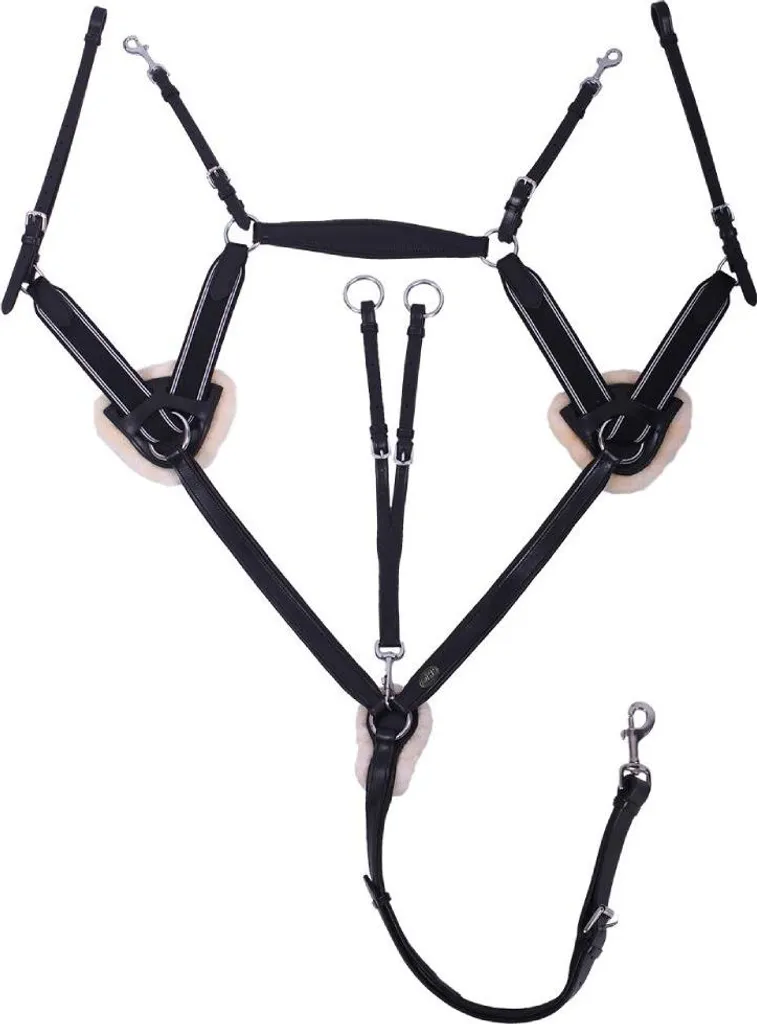 QHP Ontario : Collier de chasse cuir noir poney avec boucles robustes