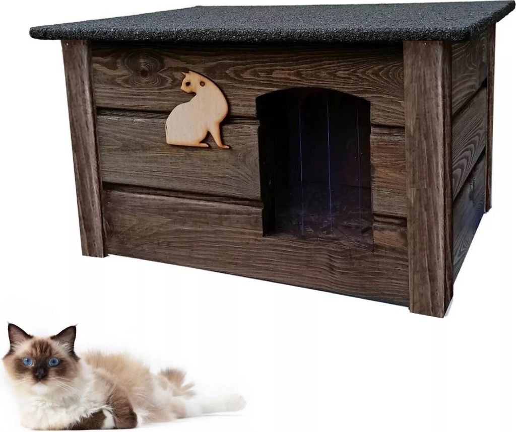 QLS Katzenhaus aus Holz 60x44cm Isoliert Palisander Produktbild 