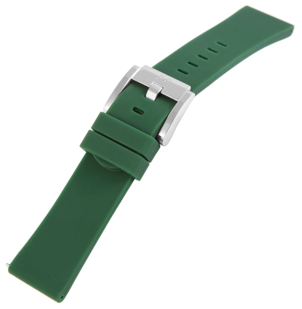 TW Steel Silikonband, 22 mm, dunkelgrün, Schließe silberfarbig