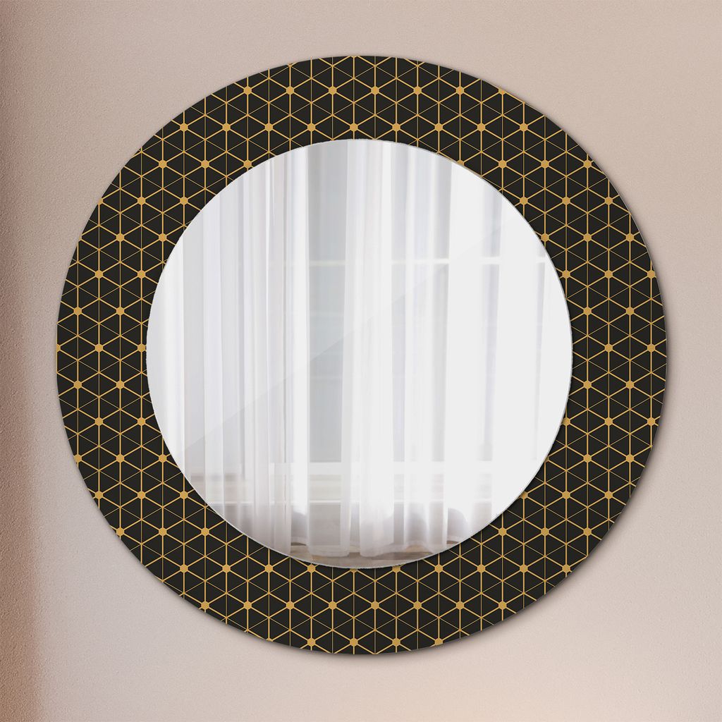 Zrkadlo - Zrkadlo na stenu zrkadlo spálňa - make-up zrkadlo - Šesťuholníková geometria - Ø50cm