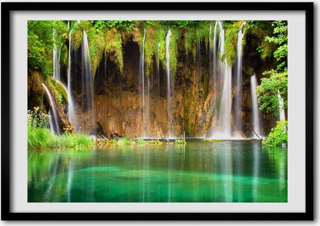 Bild - Bilderrahmen - 100 cm x 70 cm - MDF - Rahmen - Foto - Wandkunst Plitvicer Seen