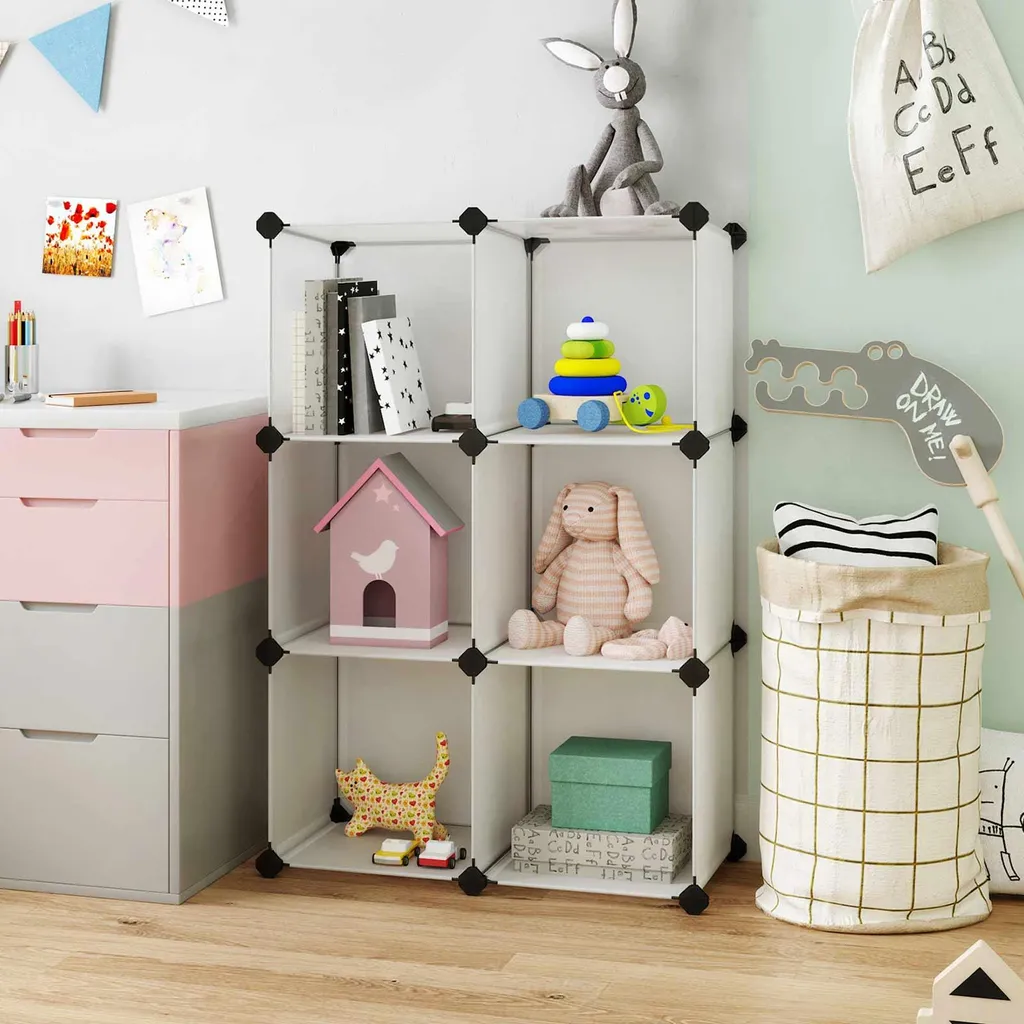 Petite étagère blanche 6 cases pour chambre d'enfant ou studio malin