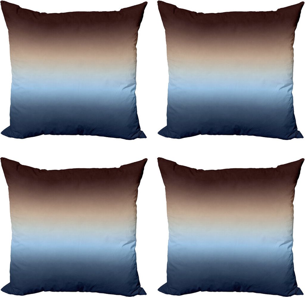 ABAKUHAUS Ombre Kissenbezug Set (4 Stück), Stufenweise Farbe ändern Moderne, Moderner Doppelseitiger Digitaldruck, 45 cm x 45 cm, blau, Braun,