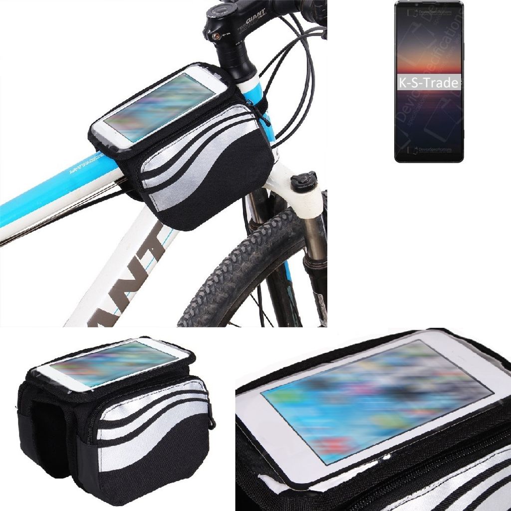 K-S-Trade Rahmentasche Fahrrad-Halterung kompatibel mit Sony Xperia 1 II Rahmenhalterung Fahrrad Handyhalterung Fahrradtasche Handy Smartphone