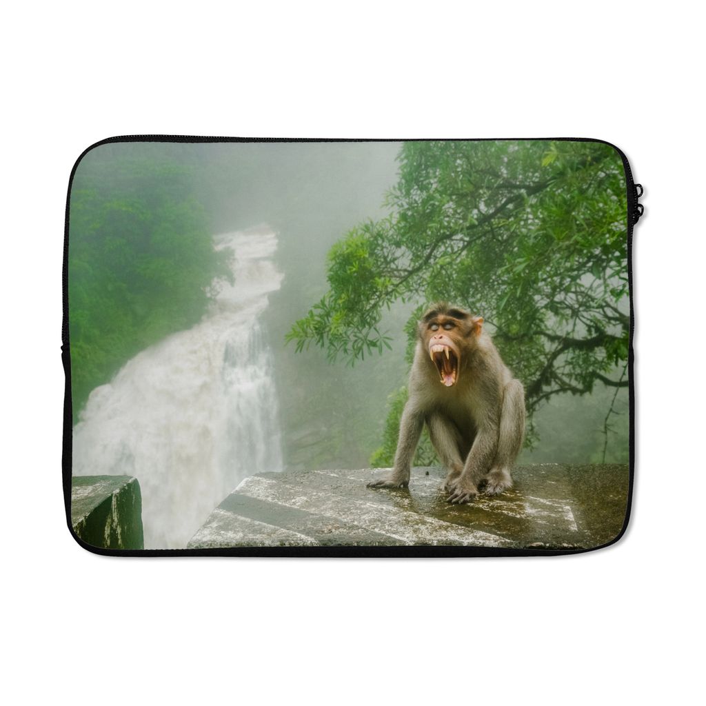 MuchoWow Laptop Hülle 14 ZollSchreiender Affe vor Wasserfall Laptoptasche - Laptoptasche - Stoßsicher - Schutzhaube