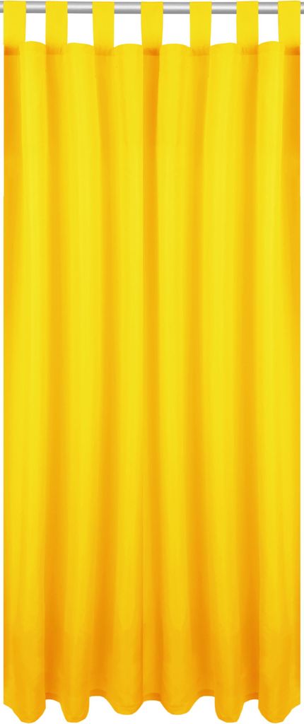 A yellow curtain hanging from a rod.