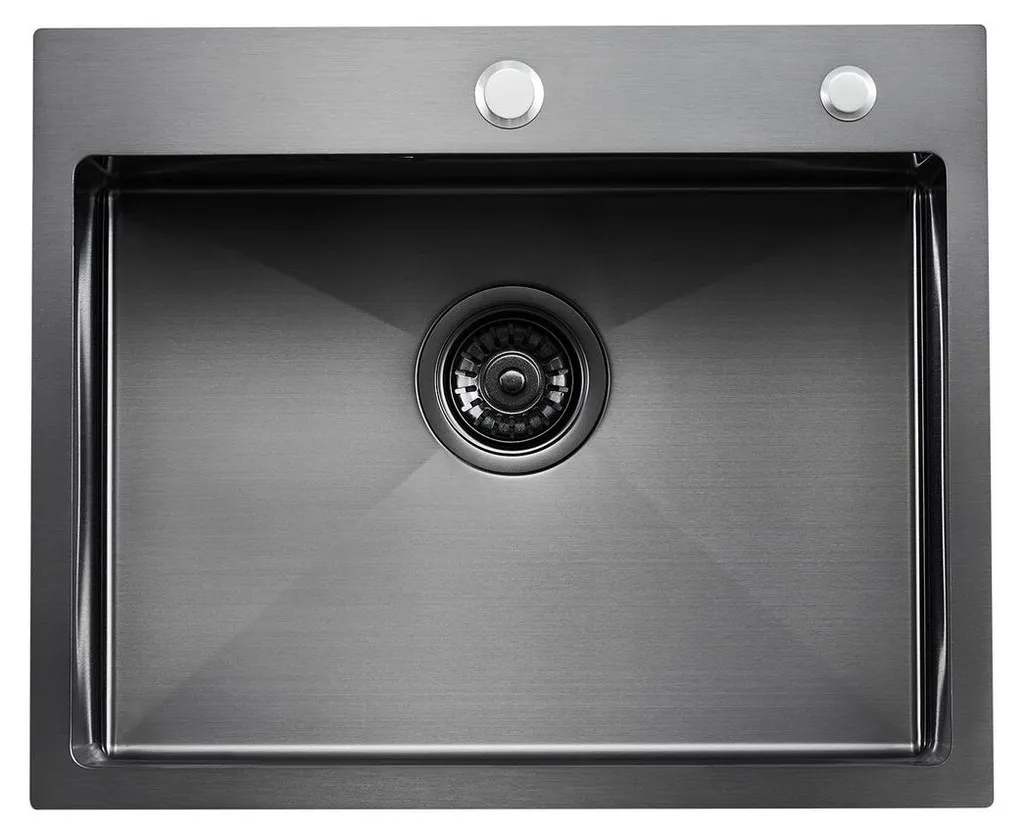 Évier de cuisine noir 55 cm idéal pour rénovation de plan de travail inox