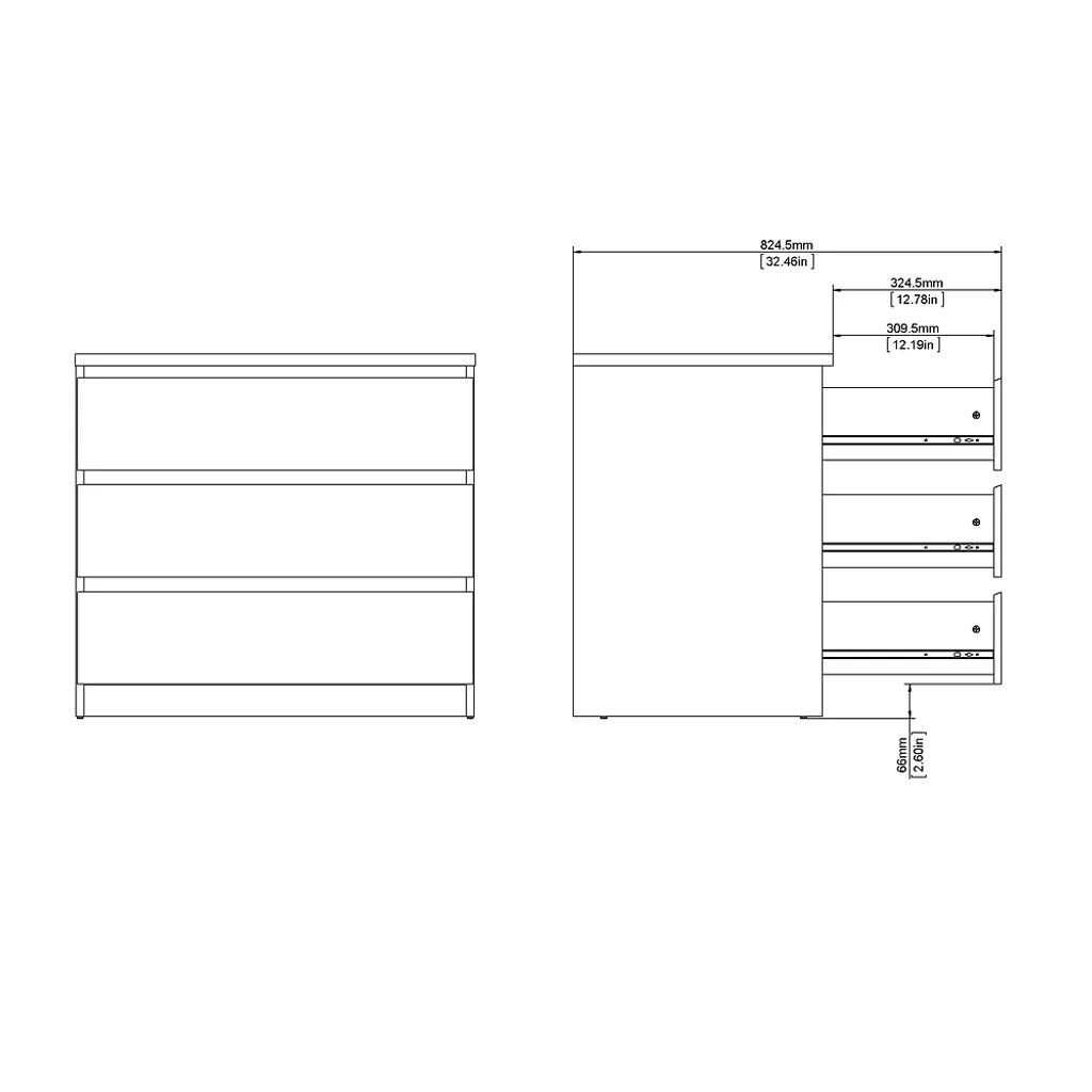 Commode basse Nada 3 tiroirs effet béton et blanc brillant pour salon - 9
