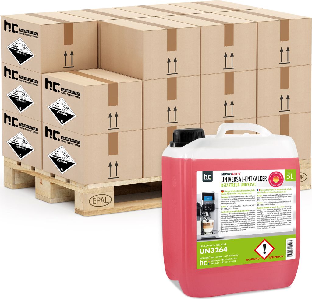 48x5 L Microactiv Universal Entkalker mit Farbindikator für Kaffeemaschinen und Kaffeevollautomaten