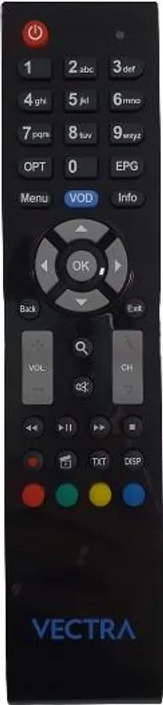 Télécommande Vectra Originale pour Décodeur HMC4120 et HMC3021 Noire