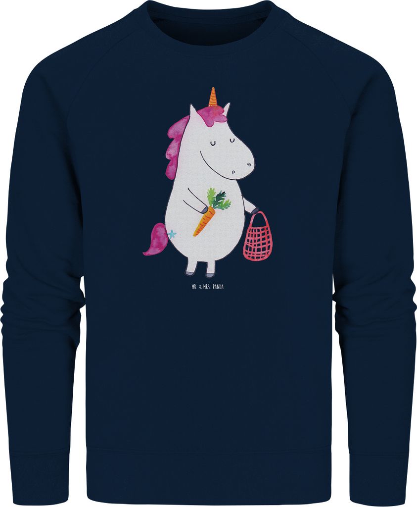 Mr. & Mrs. Panda Nachhaltiger Pullover Einhorn Gemüse Größe M - French Navy - Geschenk, Sweater, Biomarkt, Bio Baumwoll, Unicorn, Pulli, Sweatsh...
