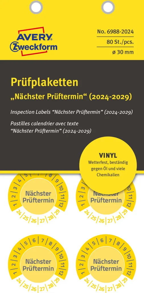 Sécurisez vos dates d'inspection avec les pastilles 2025-2030 Ø30mm