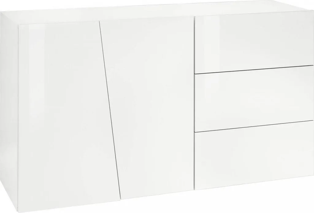 Buffet de Rangement Blanc Brillant Favonio pour Cuisine ou Séjour