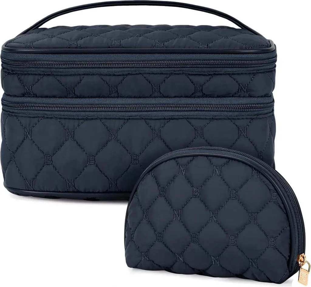 Trousse de toilette imperméable double compartiment bleu pour femme