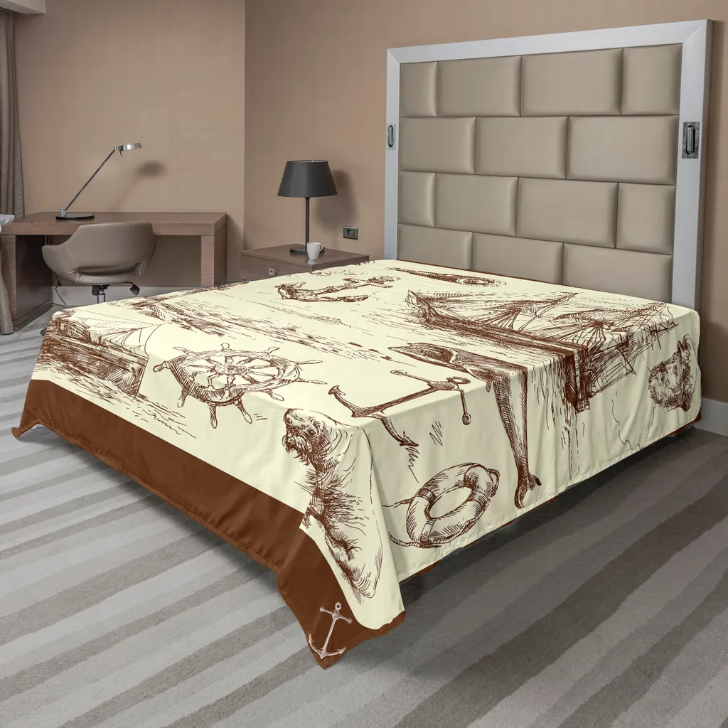 Lenzuolo Oceano ABAKUHAUS Marrone Crema - Letto Decorativo Retrò