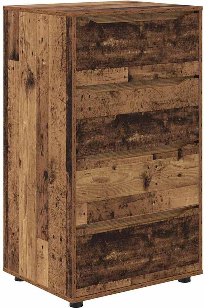 Lot de 2 Armoires de Rangement Vieux Bois 60x48x105cm en Bois Composite