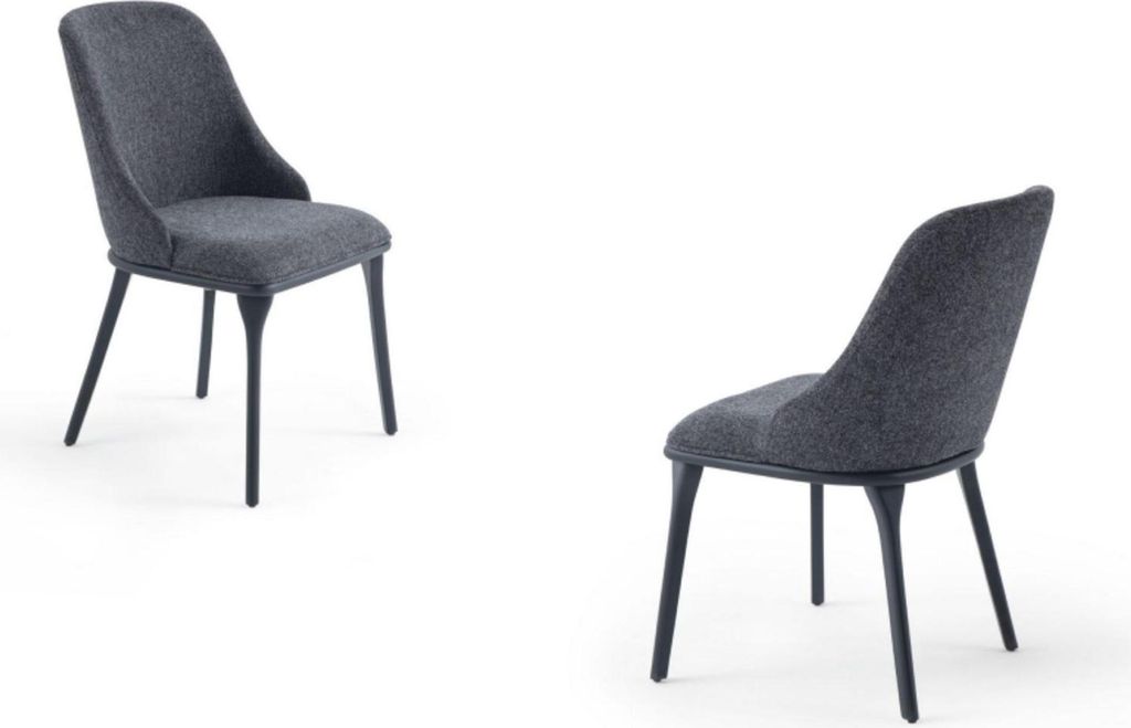 Luxus Stuhl Grau Sitzmöbel Polsterstuhl Esszimmer Sitz Designer Lehnstuhl