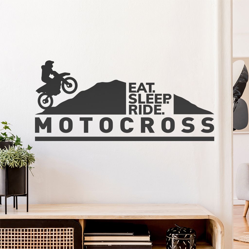 Motocross eat sleep ride Wandtattoo Wandaufkleber Wall Sticker - Dekoration, Küche, Wohnzimmer, Schlafzimmer, Badezimmer