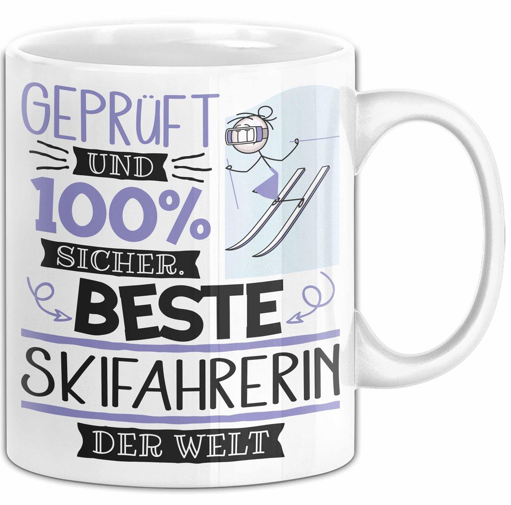 Beste Skifahrerin Der Welt Tasse Geschenk für Eine Skifahrerin Und Sicher Geschenkidee Geburtstag Weihnachten (Weiß)