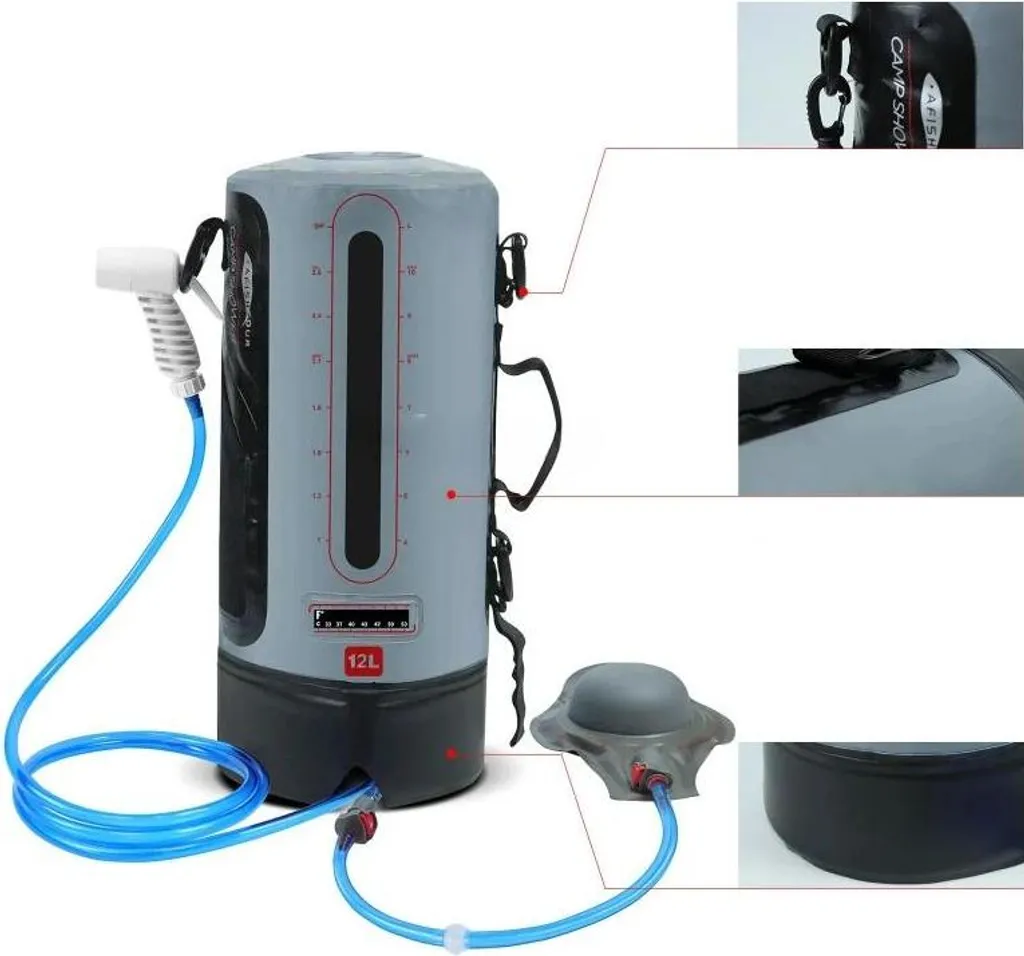 Douche de camping légère à pression réglable 12L - Buse multi-jets Pro - 2