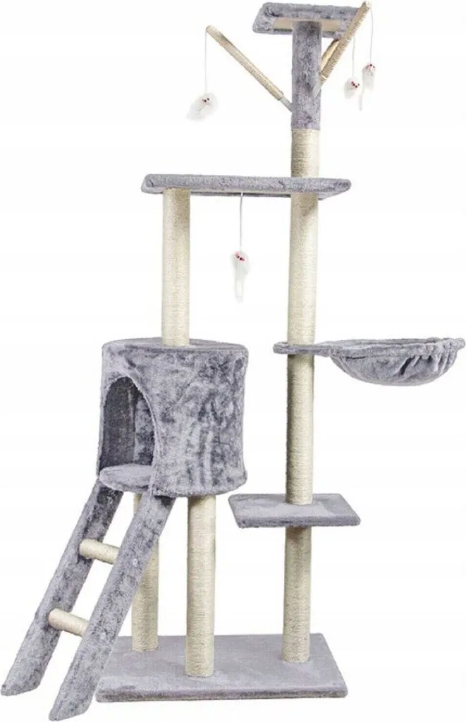 Arbre à chat 150cm Gris 10932 : Fini les griffes sur vos meubles !