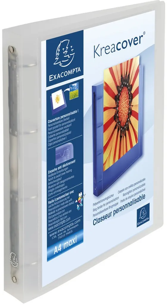 EXACOMPTA 51568E Raccoglitore ad anelli di presentazione A4 Maxi bianco a 4O anelli