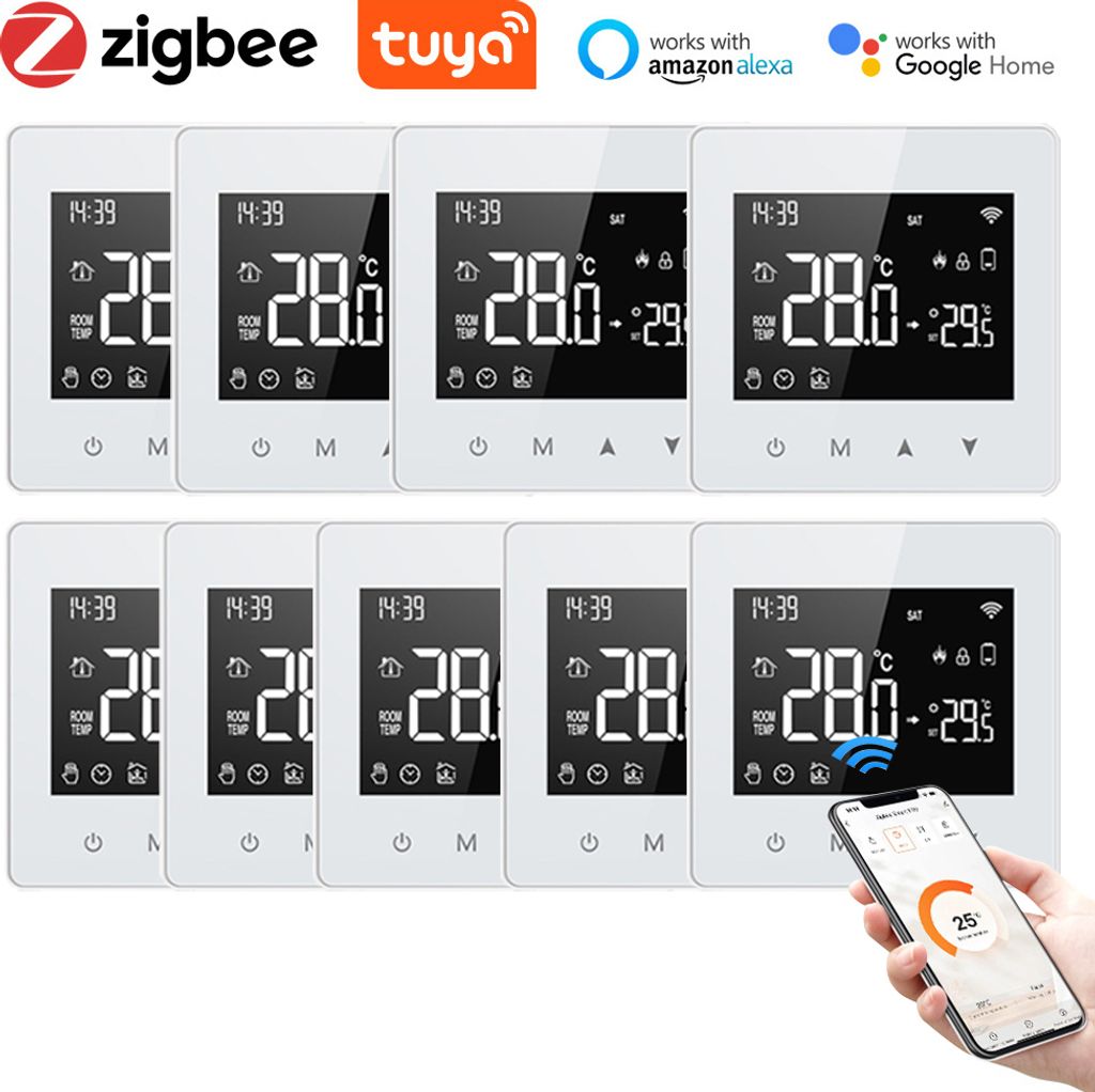 9X Tuya ZigBee Smart Thermostat 3A Wasser-/Gaskessel Raumthermostat, APP-Steuerung, Home/Alexa Sprachsteuerung, Wöchentlich programmierbar