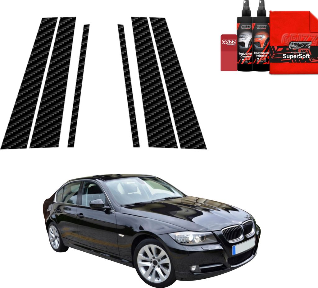 6in1 Kohlenstoff Schutzfolie Grizz Protector für B-C-Säule - BMW 3 E90 Sedan LCI (2008-2012)