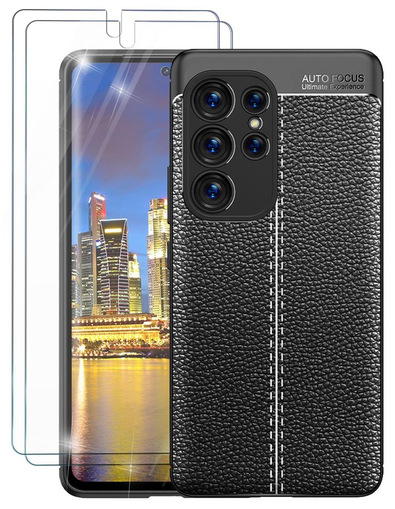 Leder Look Silikon Hülle für Samsung Galaxy S23 Ultra, 2x Produktbild 