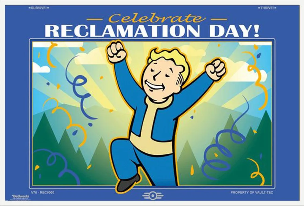 Affiche Fallout 76 Reclamation Day avec Cadre Blanc Shinsuke 61x91,5 cm