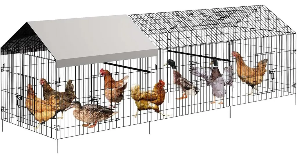 Enclos pour poules et canards 330x102 cm, parc sécurisé pour le jardin