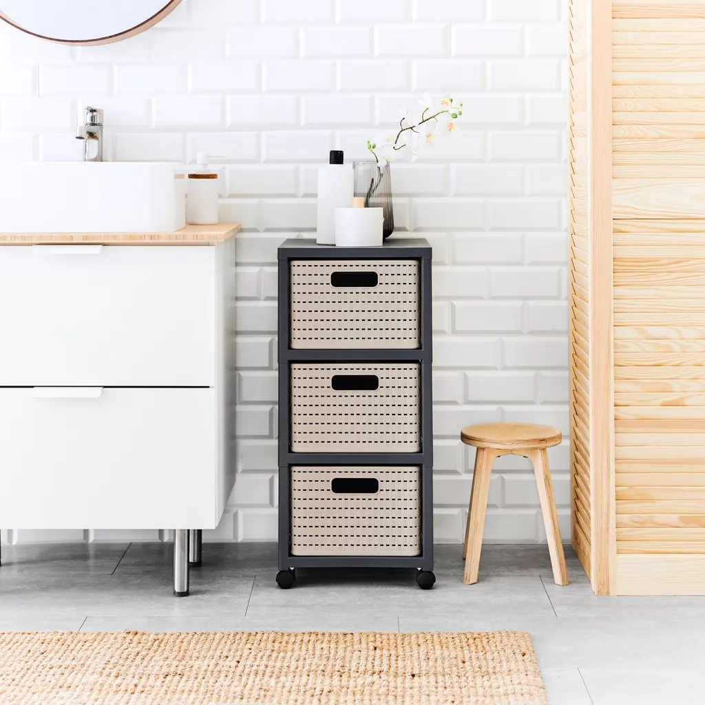 Organizzatore Rotho Country Cappuccino | Design Rattan per Bagno e Casa - 6