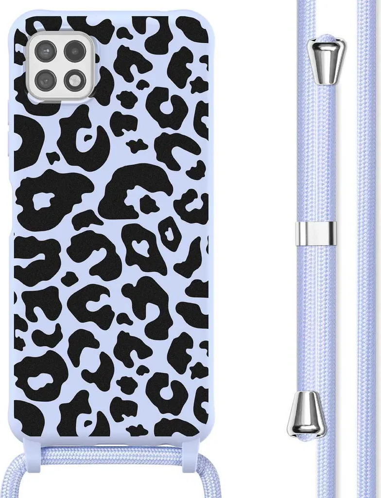 Cover iMoshion Samsung A22 5G Animal Lilla con Tracolla in Silicone