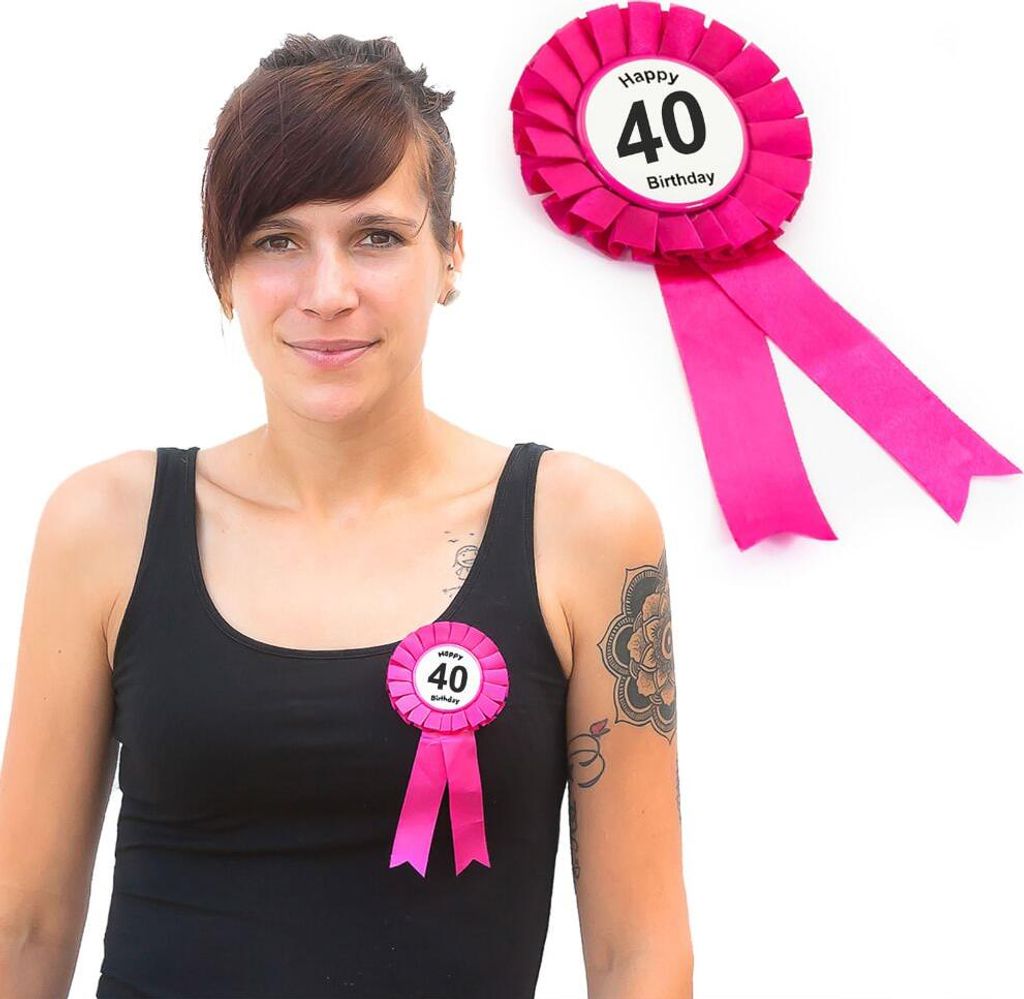 Oblique Unique Brosche Button 40. Geburtstag Happy Birthday Produktbild 