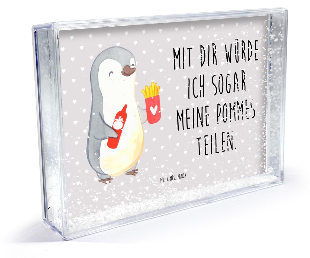 Mr. & Mrs. Panda Bilderrahmen Pinguin Pommes - Grau Pastell - Geschenk, Mitbringsel, Jahrestag, Valentinstag, dekoartikel, 3D-Bilderrahmen, Fotorah...