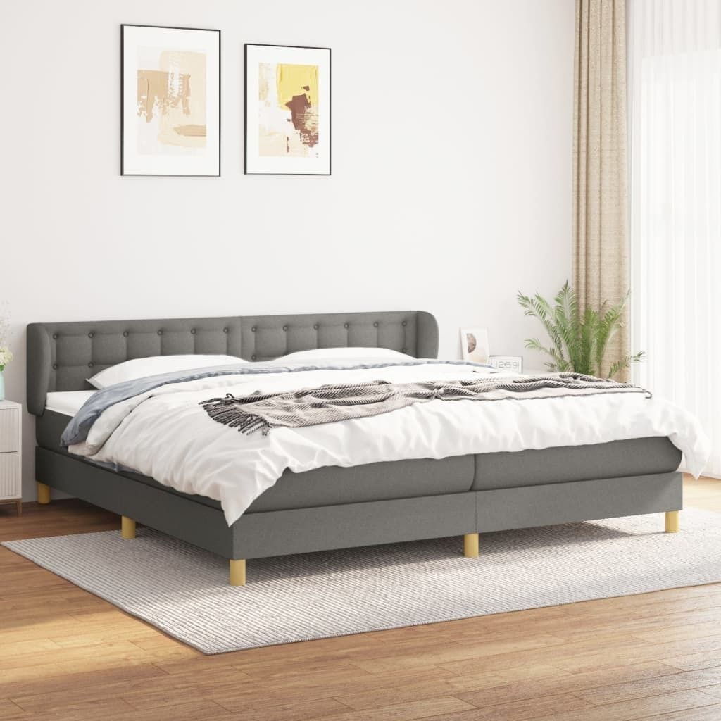 The Living Store Boxspringbett mit Matratze Dunkelgrau 200x200 cm Stoff