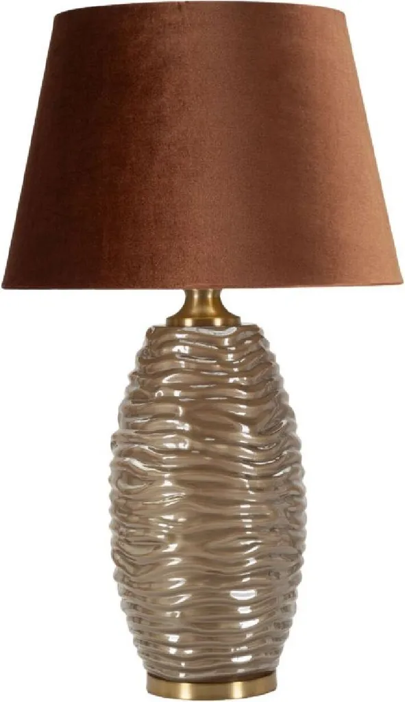 Lampe de table Prague en verre et fer doré marron E27 45,5x79cm