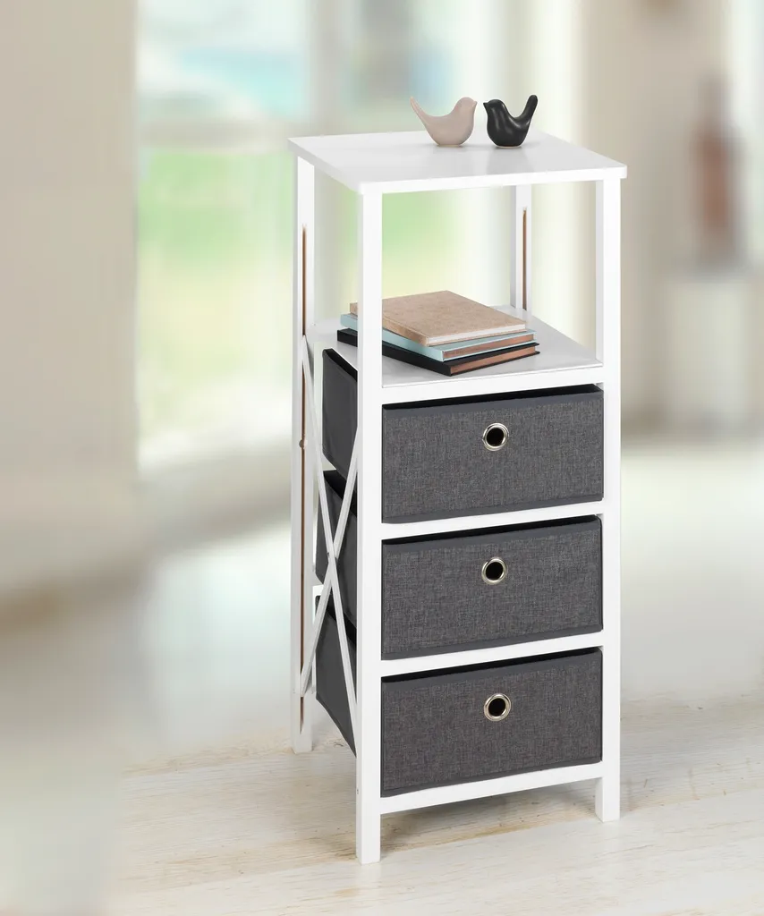 WENKO Étagère de Rangement avec 3 Tiroirs 85x35x34 cm Structure Pliable