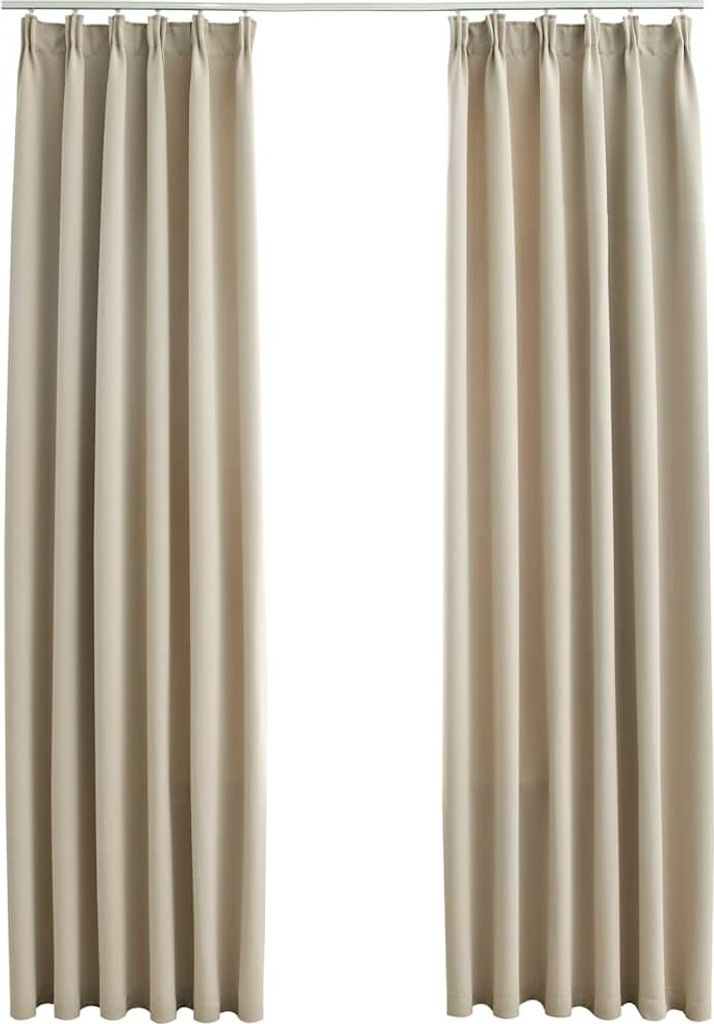 vidaXL Verdunkelungsvorhänge mit Haken 2 Stk. Beige 140x225cm