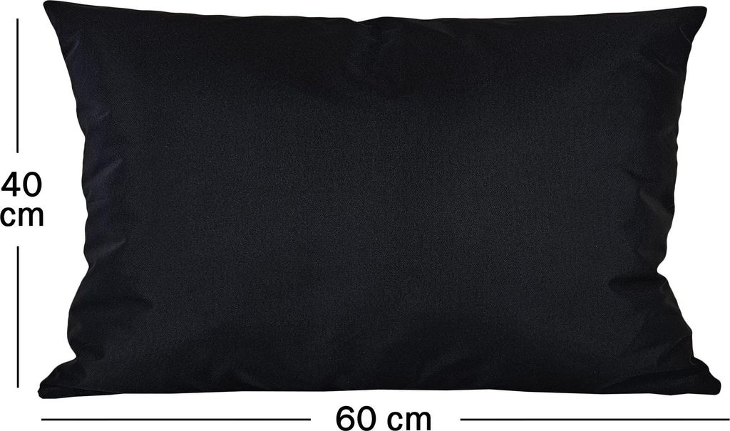 JACK 1x 40x60cm Outdoor Kissenhülle Bezug Lounge Garten Einfarbig, Farbe:Schwarz