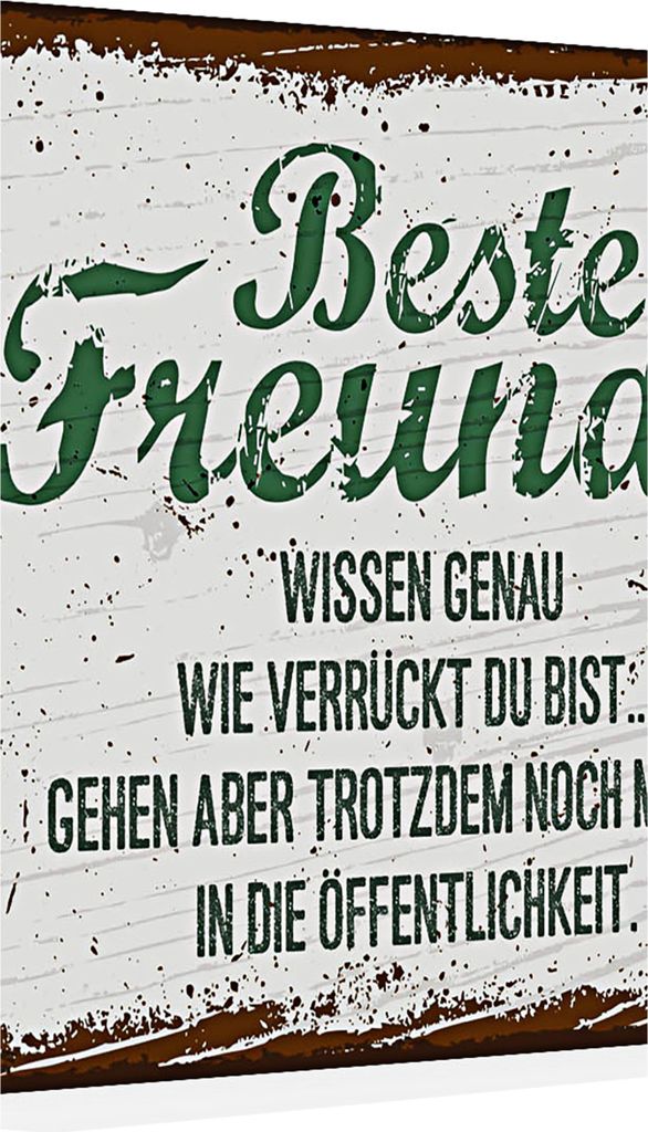 Holzschild Spruch Beste Freunde verrückt wissen genau 30x20cm