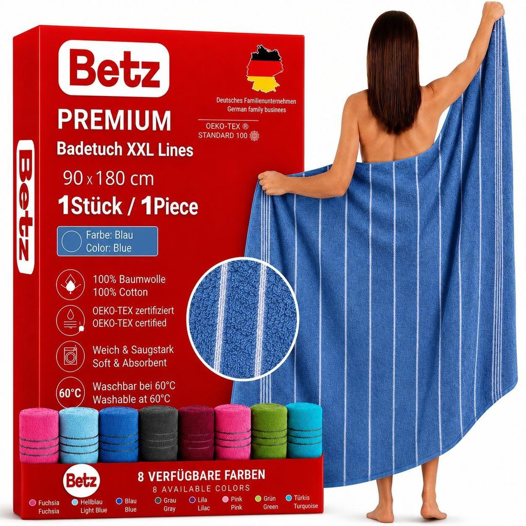 Betz Badetuch XXL Lines 90x180 cm – 100% Baumwolle, weich & Produktbild 