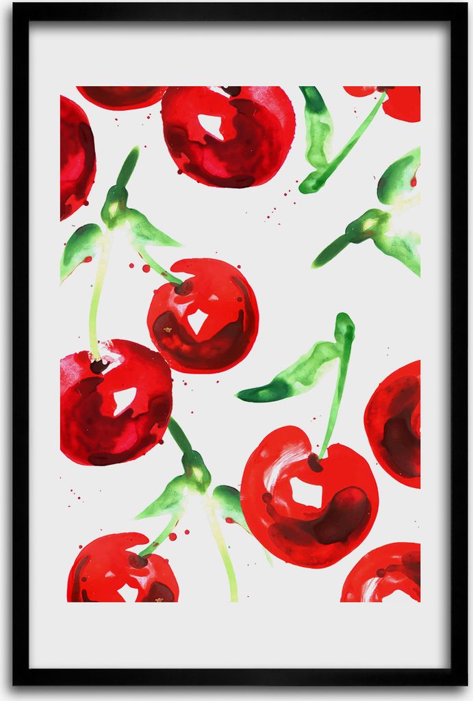 Bild - Bilderrahmen - 40 cm x 60 cm - MDF - Rahmen - Wandkunst - Kirschen